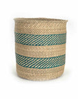 Iringa Woven Basket - Turquoise Stripe