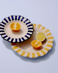 Yellow Stripe Ceramic Dinner Plates - Set of 2