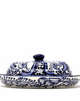Handmade Pottery Butter Dish, Blue Flower - Encantada