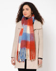 Brushed Checkered Print Scarf - Lilac Red