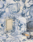 Hand-Marbled Ocean Wave Picture Frame Folding Book - 4x6