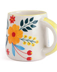 Floral Stoneware Coffee Mugs - Set of 4