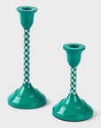 Jade Mint Checkered Candlesticks