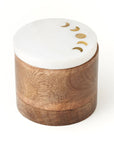 Indukala Moon Phase Round Keepsake Box - Wood, Marble, Brass