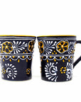 Blue Flared Pottery Mugs - Set of 2