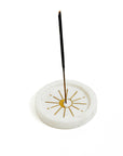 Indukala Round Moon Incense Holder - White Carved Marble