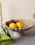 Fluted Pedestal Bowl - Rustic Grey