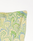 Seaglass Peacock Hand-Marbled Square Pillow - 20x20