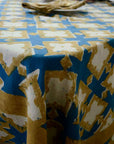 Boho Organic Cotton Tablecloth - Hopi Blue