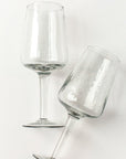 Handblown Hammered Clear Wine Glasses - Set of 4