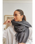 Coco Brown Hand Woven Linen Scarf
