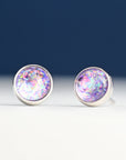 Lora Lavender Silver Stud Earrings