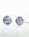 Lora Lavender Silver Stud Earrings