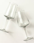 Handblown Hammered Clear Wine Glasses - Set of 4
