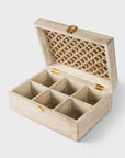 Mango Wood Trellis Keepsake Box with Compartments