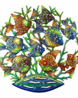 24-Inch Painted School of Fish Metal Wall Art - Croix des Bouquets