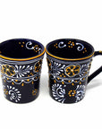 Blue Flared Pottery Mugs - Set of 2