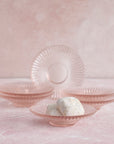 Pressed Pink Glass Small Plates - Set of 6