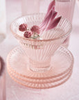 Pressed Pink Glass Small Plates - Set of 6