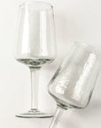 Handblown Hammered Clear Wine Glasses - Set of 4