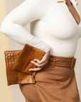 Woven Leather Large Pouch