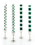Green Dots & Stripes Taper Candles - Set of 4