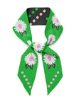 White Flower Silk Twilly Scarf