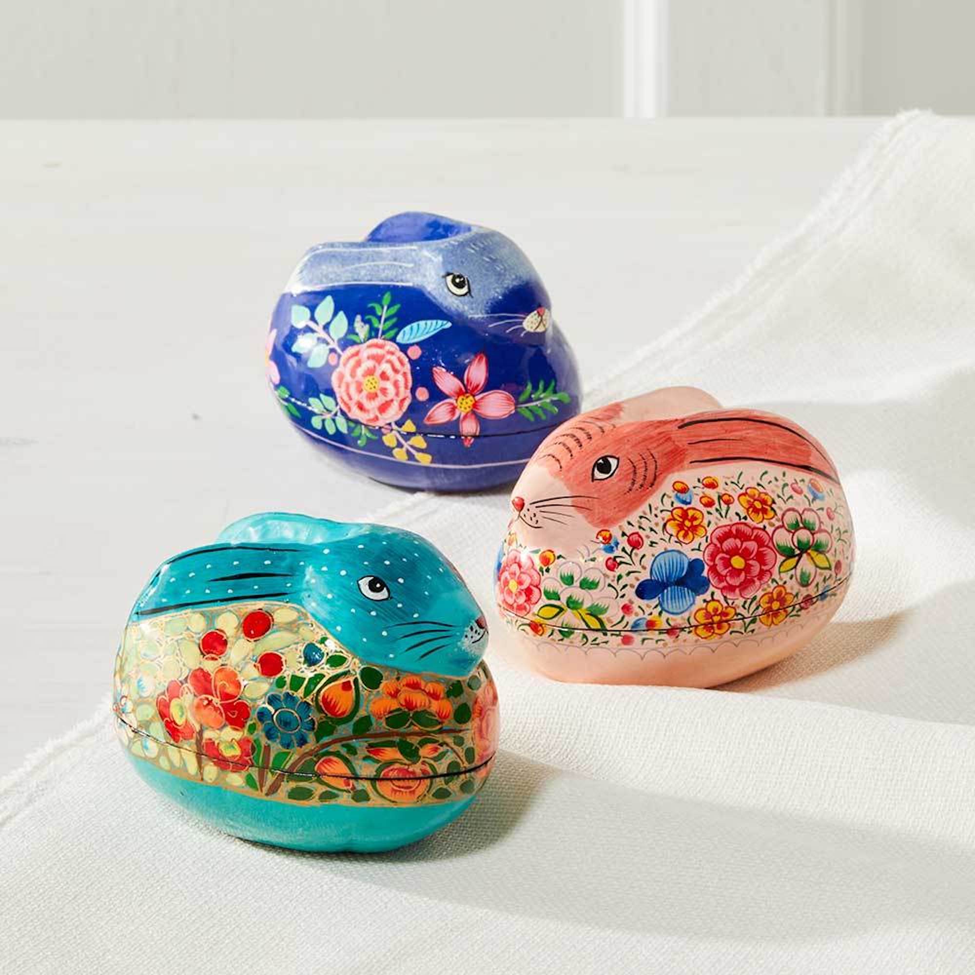 Royal Blue Papier-mâché Bunny Box