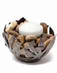 Metal Drum Bird Votive Bowl