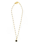 Black Beaded Gold Drop Necklace