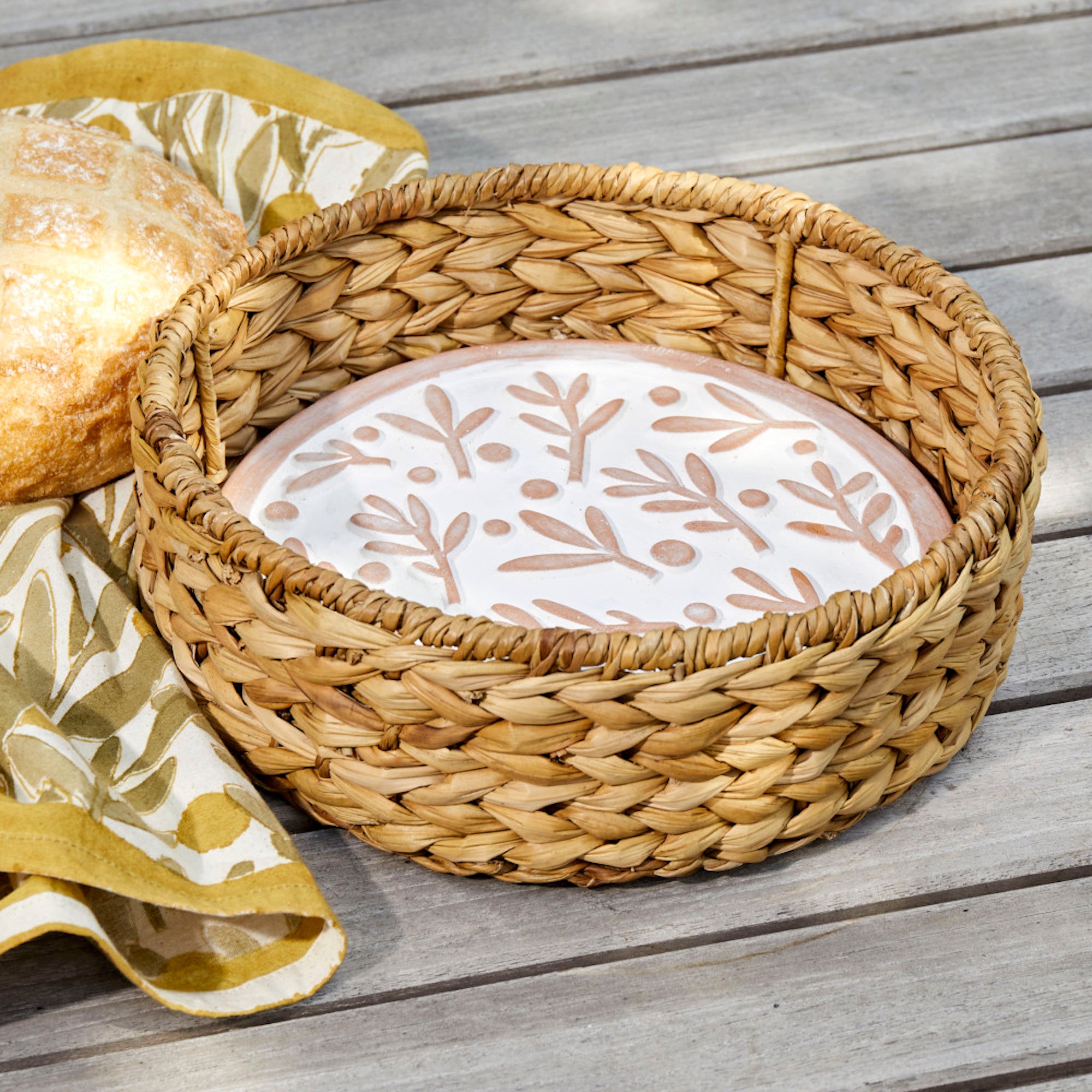 Olive Branch Bread Warmer & Basket Set