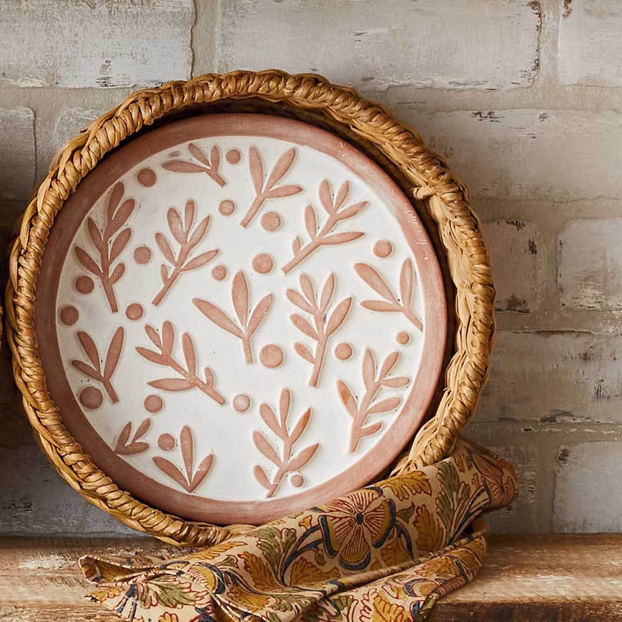 Olive Branch Bread Warmer & Basket Set