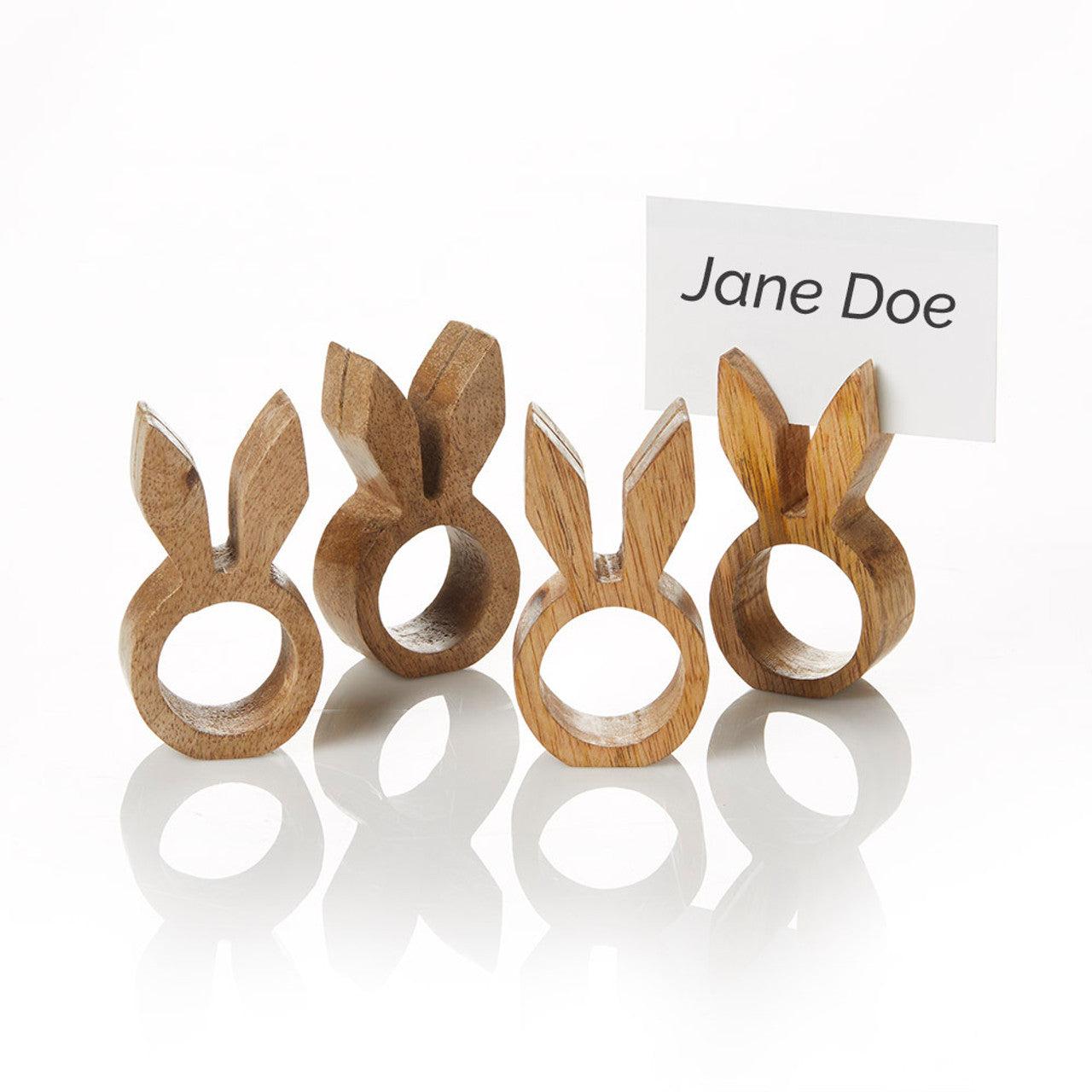 Bunny Wooden Napkin and Card Holder - Set of 4