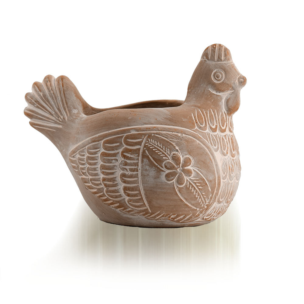 chicken planter pot Terracotta Whitewashed Chicken Planter – Better World Bio