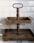 Decorative Two Tiered Wooden Serving Tray