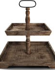 Decorative Two Tiered Wooden Serving Tray