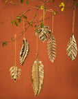 Eternal Leaves Brass Ornaments - Set of 6