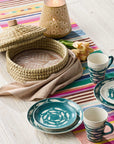 Bread Basket and Lid with Nautical-Inspired Macha Design Terracotta Bread Warmer