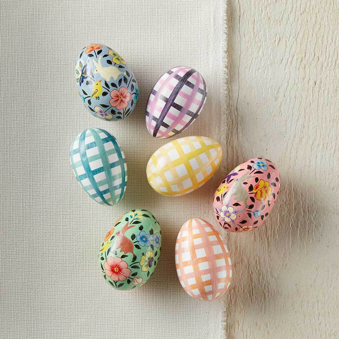 Brushstroke Gingham Eggs - Set of 4