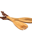 Hand-Carved Giraffe Wood Salad Servers