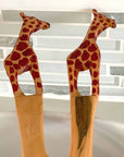 Hand-Carved Giraffe Wood Salad Servers