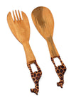 Hand-Carved Giraffe Wood Salad Servers