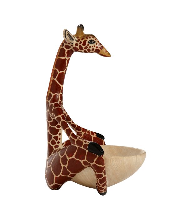 Giraffe-shaped decorative trinket dish on a white background