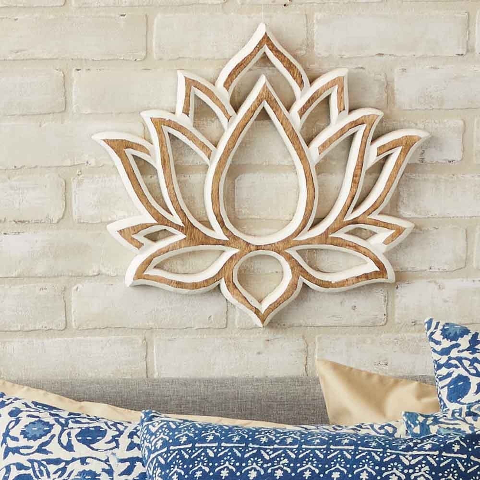 Handcarved Wooden Lotus Wall Art