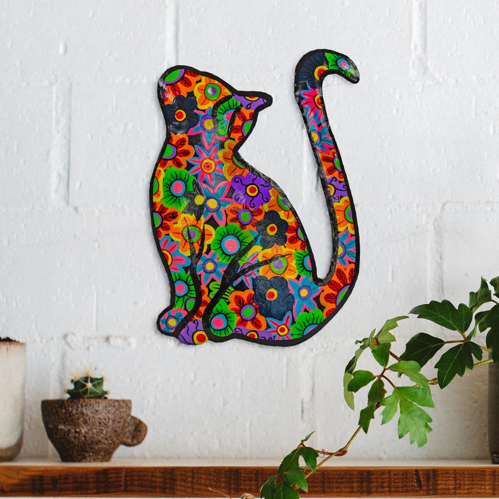 Happy Kitten Steel Drum Wall Art - 13 inch
