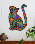 Happy Kitten Steel Drum Wall Art - 13 inch