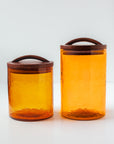 Hammered Glass Canisters with Wood Lid