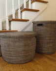 Black Pattern Flat Lid Floor Basket