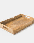Scalloped Elegance Handcrafted Wooden Serving Tray