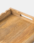 Scalloped Elegance Handcrafted Wooden Serving Tray